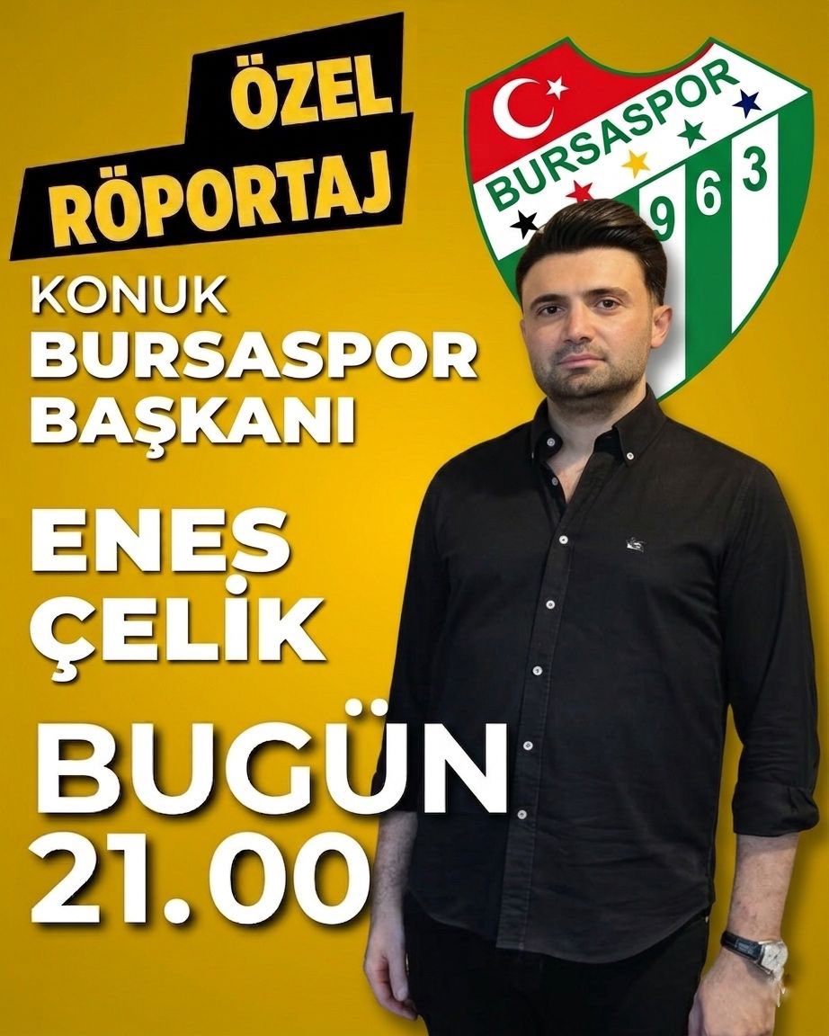 Bursaspor Başkanı Enes Çelik Transfer Merkezi YouTube Kanalında yayınlanan Özel Röportaj programına konuk oluyor. 📎 Yayın Linki: youtube.com/live/7YcMX3t4z…