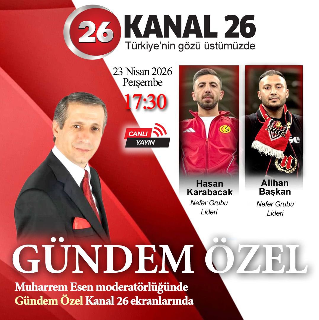 nefergrubu's tweet photo. Tribün liderlerimiz Hasan Karabacak ve Alihan Başkan, saat 17:30’da Kanal 26’da canlı yayında olacak. https://t.co/xeaHUHc3Dl