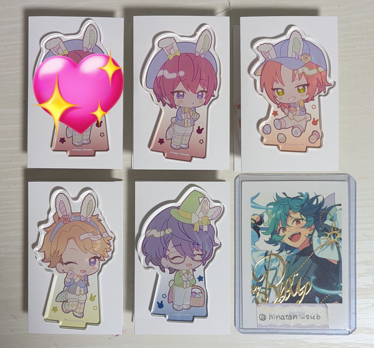 hinatan_sub2's tweet photo. 【あんスタ アニカフェ アクスタ 交換】

譲｜☆レオ、♡司、嵐、つむぎ
求｜☆凛月、♡スバル＞なずな、ひなた各1

郵送のみ
☆は☆との交換のみ
♡は♡との交換優先

1点からでもお気軽にお声掛けください🙂‍↕️ https://t.co/2PGO0IVBO4