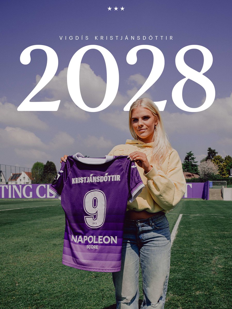 rscawomen's tweet photo. Vigdís blijft. L’attaquante islandaise prolonge son contrat jusqu’en 2028. 🟣⚪ https://t.co/L98psM9eTA