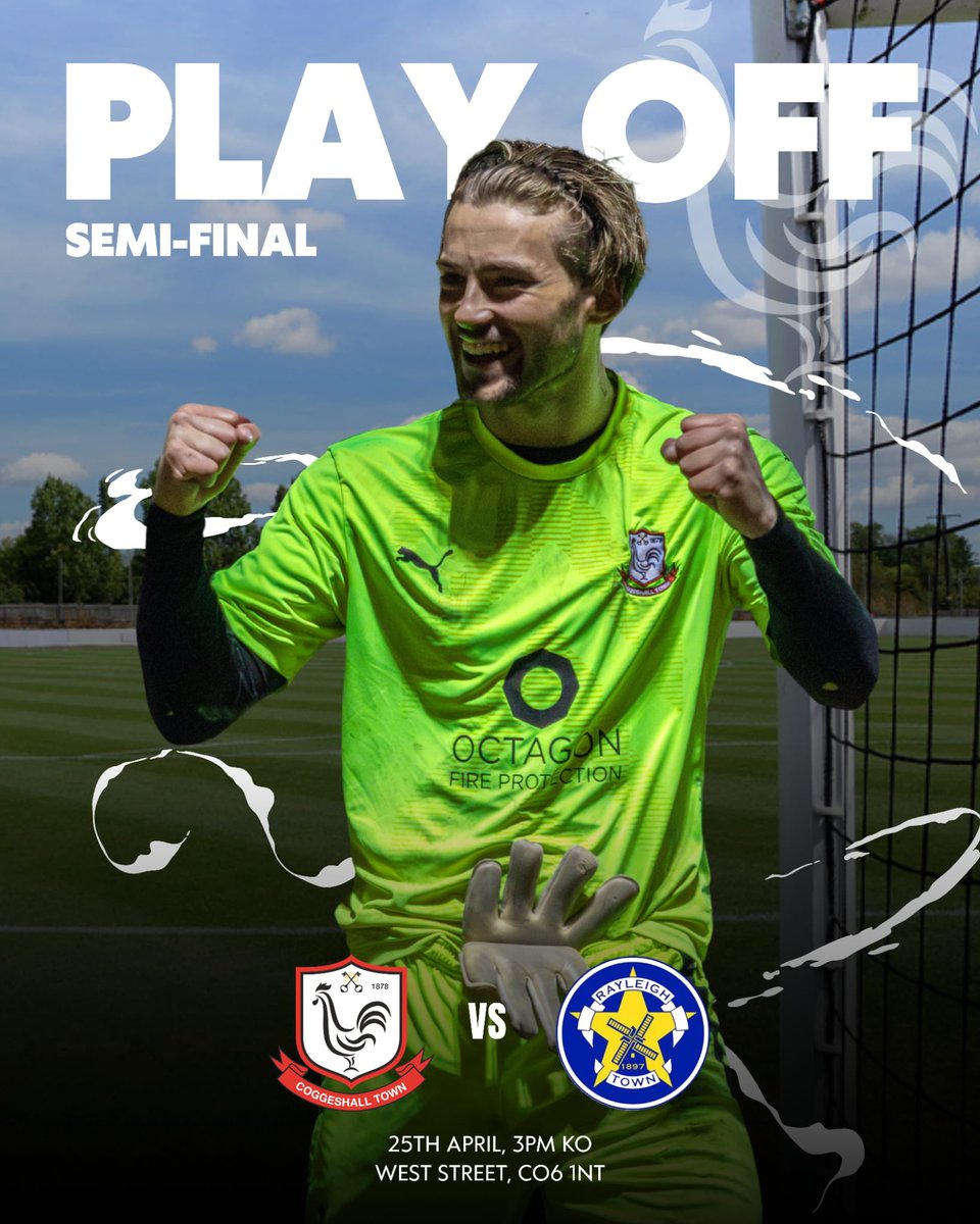 CoggeshallTown's tweet image. Semi final day is fast approaching 😍

📅 Saturday 25th April
🕒 3:00 PM KO
📍 West Street, CO6 1NT
🎟️ Adults £8 | Concessions (65+) £5 | U16s £2

#CoggeshallTown #ThurlowNunn #PlayOffs