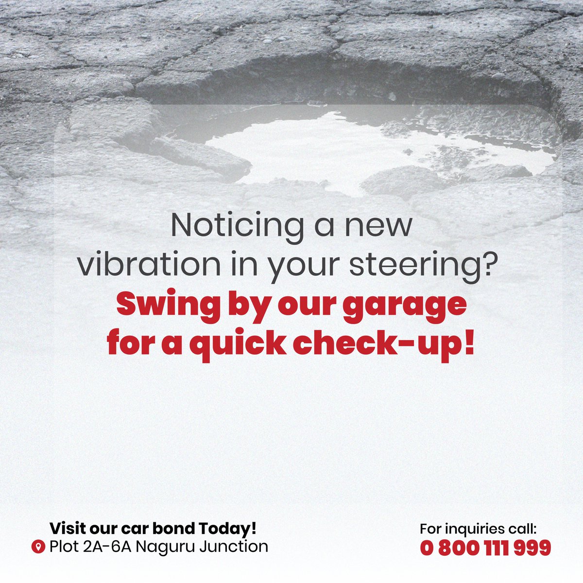 yuasatrading's tweet image. Potholes may look small, but they can cost you big!💸
Tire damage, bad suspension, poor alignment, one hit is enough.
Slow down on rough roads &amp;amp; protect your car. 💪🏾
#RoadSafetyUg #CarCare #DriveSmart #YuasaLtdUg