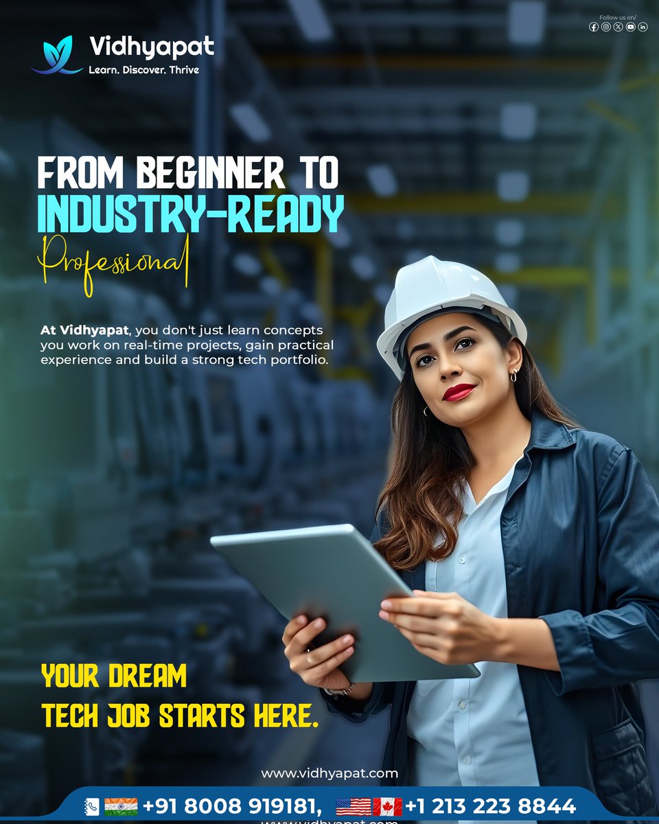 vidhyapat's tweet image. Everyone wants a tech job.
But not everyone becomes industry-ready.

Start your journey with Vidhyapat.

🎯 Free demo class available
📞 India: +91 8008 91 91 81
📞 USA/Canada: +1 213 223 8844
🌐 vidhyapat.com⁠�

#Vidhyapat #JobReady #TechCareers #ITTraining #Career