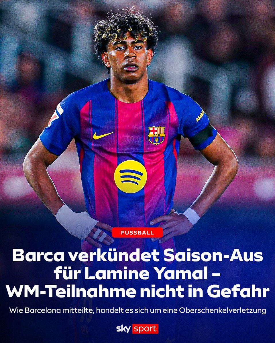 SkySportDE's tweet image. Lamine Yamal fällt vorerst aus!🚨❌

#SkySport #Yamal #Barcelona