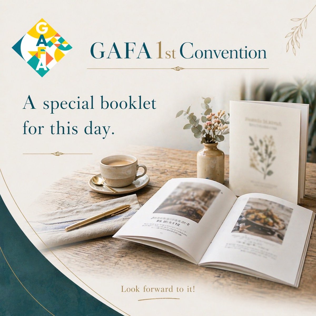 ＼GAFA 1st Convention／
開催までいよいよあと3日🎉

本日は、当日会場にて配布する「冊子」をご紹介します📖✨

冊子担当のメンバーが、細部までこだわり抜いてとてもおしゃれな冊子を作ってくれました💘