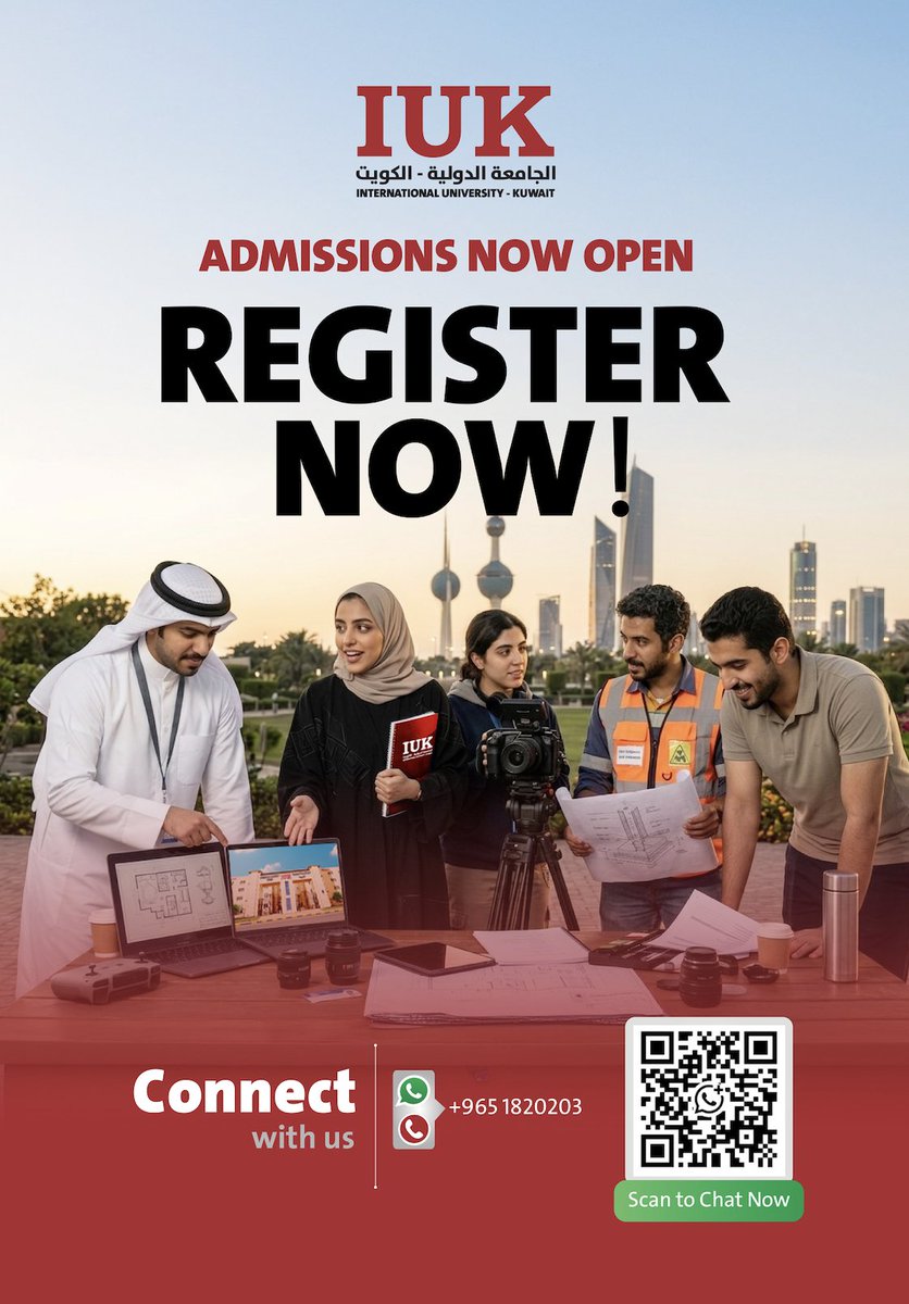 iukedukw's tweet photo. Admissions now open at IUK.
Register today.
باب التسجيل مفتوح في IUK
سجّل الآن https://t.co/NcHpKvkU6A
