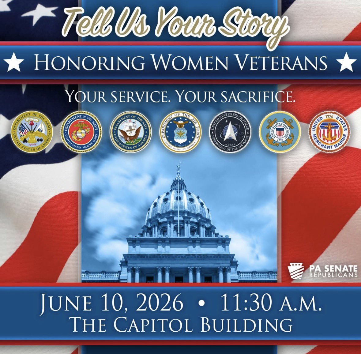 RepGaydos's tweet photo. Calling all Women veterans! You are invited to submit stories of service for a state Capitol ceremony &amp; online exhibit (June 10) honoring your commitment. Register by May 8 for festivities. Share your experiences of women in uniform: https://t.co/Ur58Zt2mZn https://t.co/tnQhZWsgl8