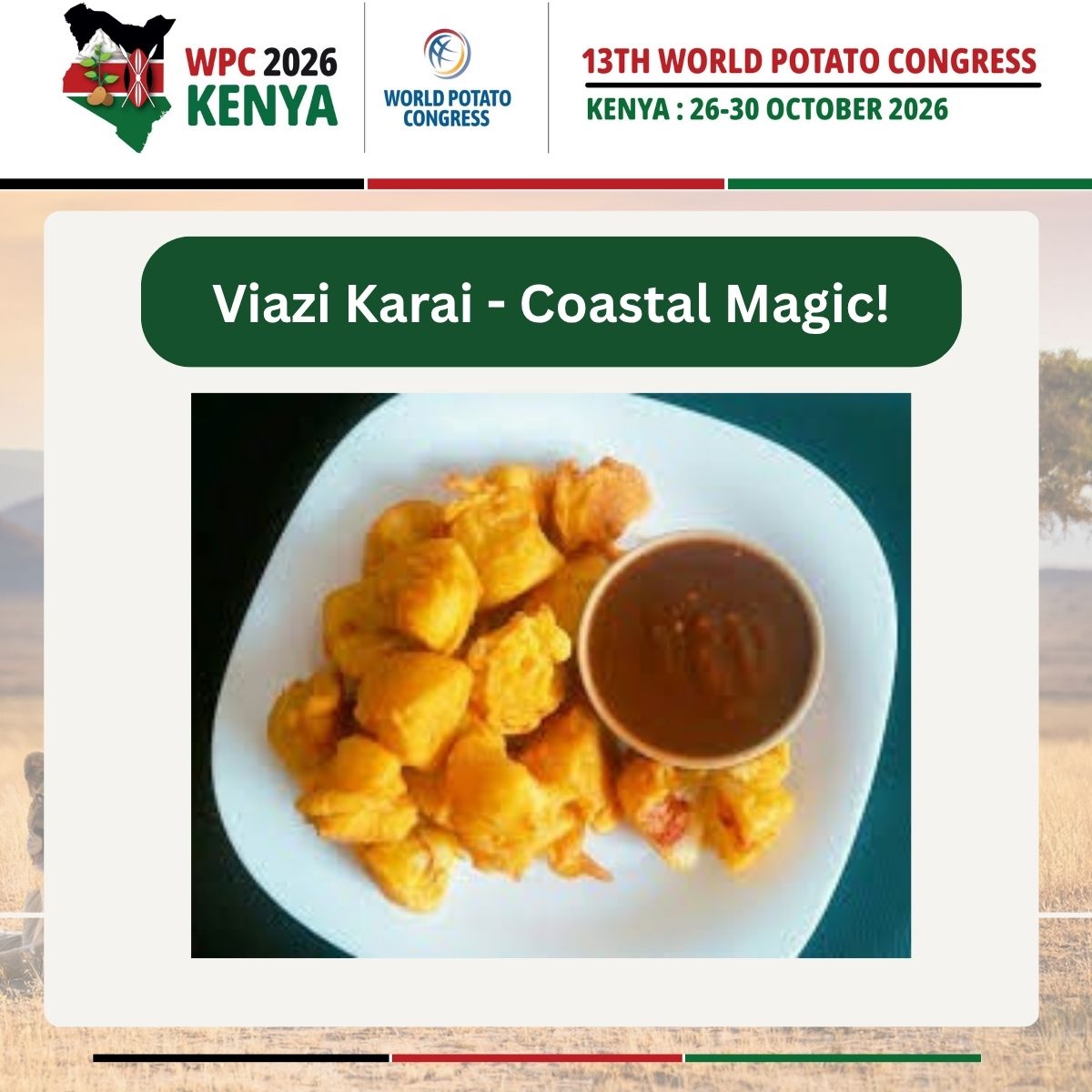 wpcongress's tweet photo. The magic of Viazi Karai will transport you to the Kenyan coast🌴

Viazi Karai are boiled potatoes coated in a spicy yellow turmeric and chilli batter before being deep-fried to perfection. It should always be served with a side of tangy Ukwaju!

https://t.co/n1okbUe79t https://t.co/vcfdUvhEP6