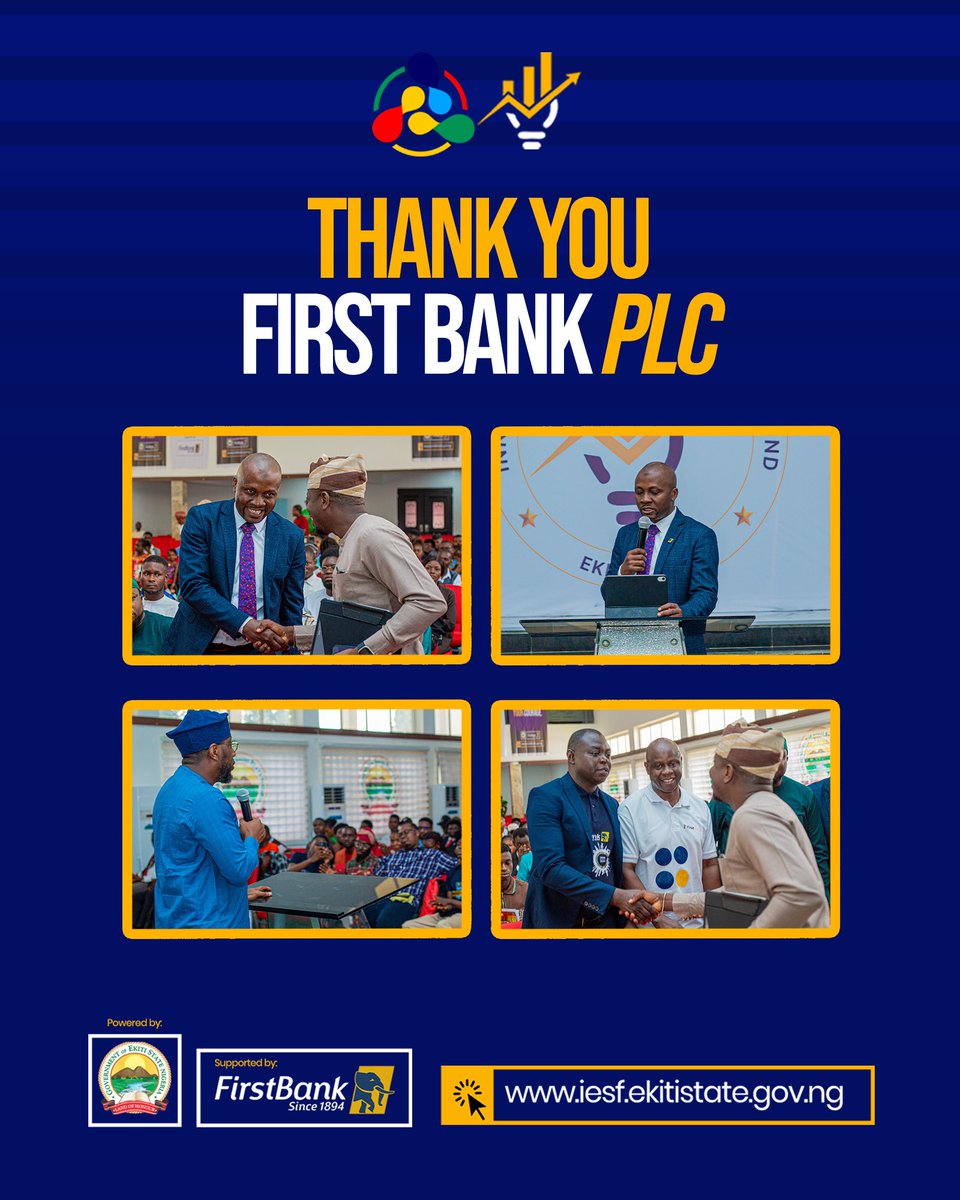 seunfakze's tweet photo. Thank you to @FirstBankngr for believing in the Ekiti Innovation Ecosystem and supporting the vision behind the IESF.
This partnership is helping unlock opportunities, empower entrepreneurs, and drive real impact.
#IESF #EkitiRising #Innovation #Partnership https://t.co/HhQa0cplVe