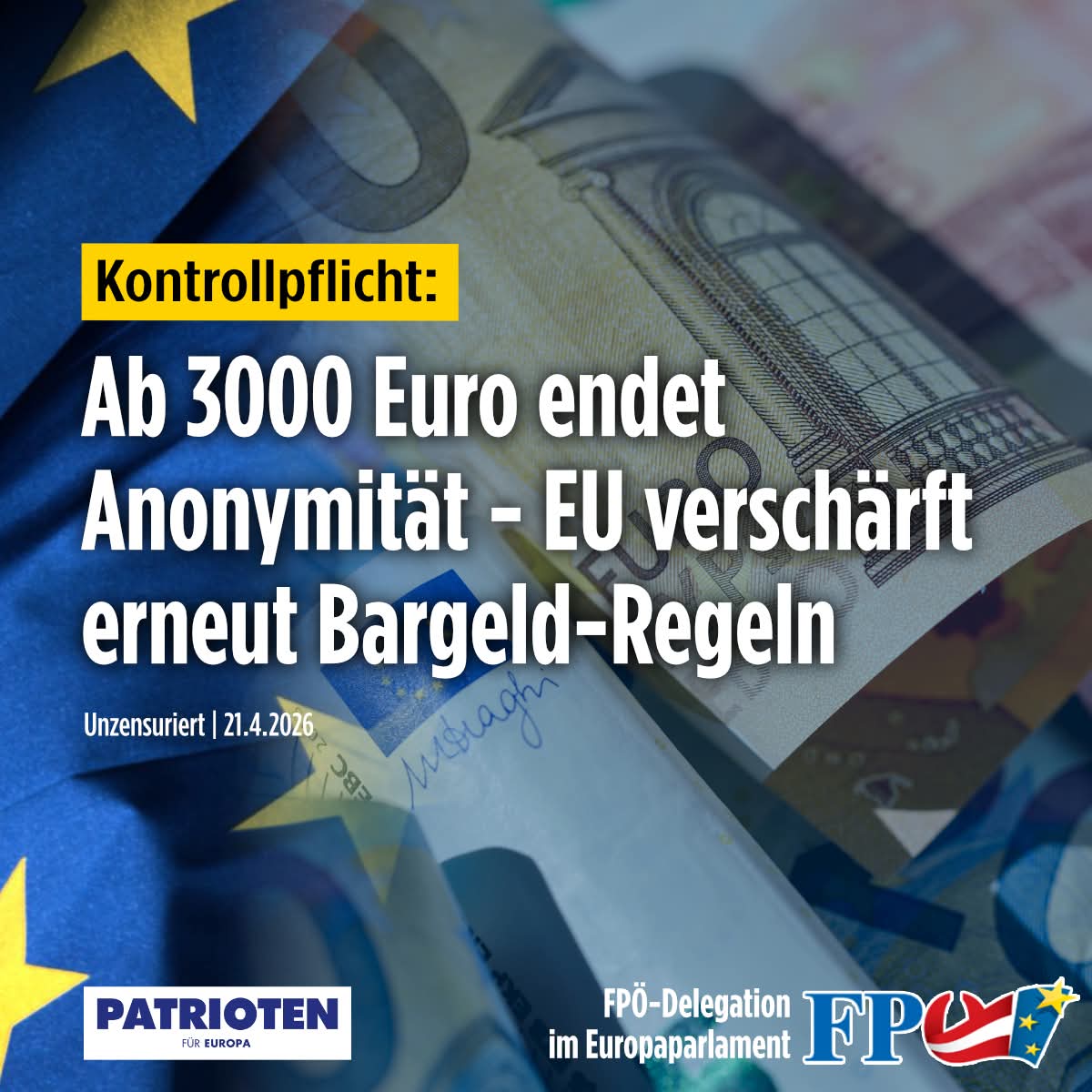 In Österreich und Deutschland bisher keine Limits für Bargeldzahlungen - jetzt schreibt die EU welche vor.
#PATRIOTS 
bit.ly/4vZVswW