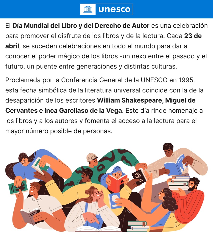 "Día del Libro":
Porque hoy es el Día Mundial del Libro y del Derecho de Autor