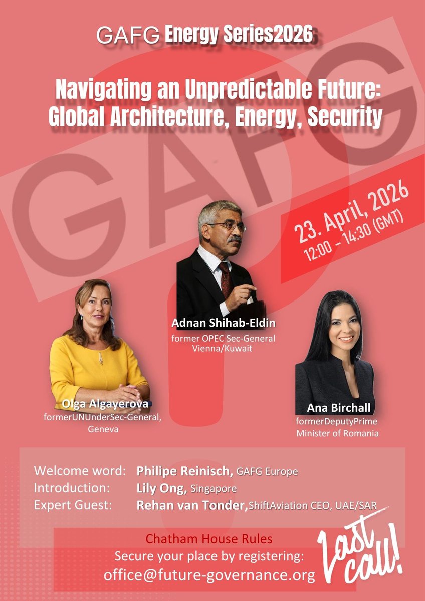 algayerova's tweet photo. Join us now in a very timely discussion on’Navigating an Unpredictable Future: #Global Architecture, #Energy, #Security’

https://t.co/PChVOzUq4s https://t.co/DtlYdn9Wd1