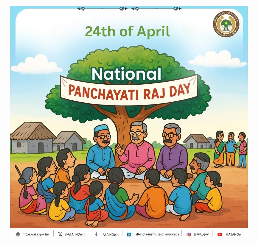 AIIA_NDelhi's tweet image. Today, on #NationalPanchayatiRajDay, we celebrate grassroots democracy and community empowerment. Let’s strengthen rural healthcare, promote Ayurveda, and build healthier, resilient villages for a stronger India. @moayush 

#AIIA #Ayurveda #RuralHealth #HolisticHealth
