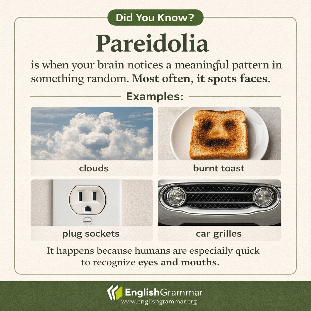 GrammarUpdates's tweet photo. Pareidolia: why people see faces in clouds, toast, and plug sockets https://t.co/f8gYCZOPKq