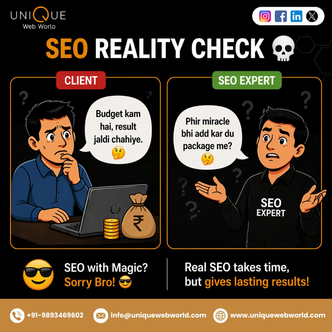 UniqueWebWorld1's tweet image. SEO overnight nahi hota 🚫
Real SEO time leta hai, lekin long-term results deta hai.
Shortcuts chhodo, smart work start karo.
🌐 uniquewebworld.com

#RealSEO #SEOGrowth #DigitalStrategy #UniqueWebWorld #Ranking #GoogleSEO #MarketingTips