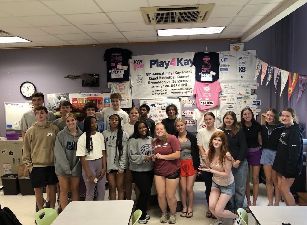 AveryTroxell's tweet photo. This year I was apart of organizing the annual 9th Play4Kay event at Broughton High School! We raised 40,00$ from sponsors, a silent auction, t-shirt sales, and other things! All of the profits go to the Play4Kay Cancer Fund who funds all cancers affecting women! https://t.co/W4xCSwWRHv
