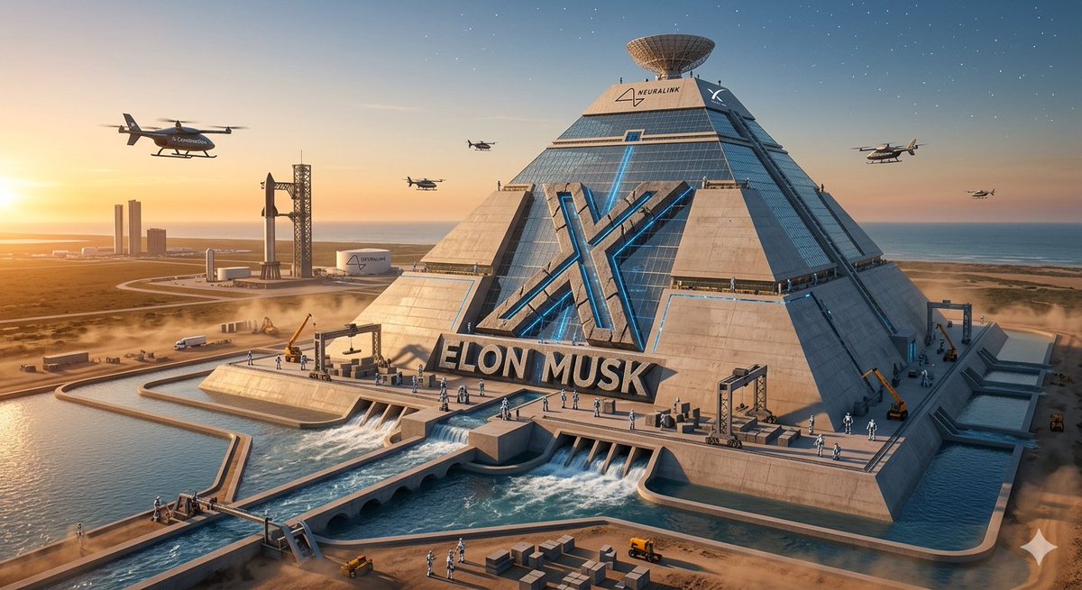Diegors_14's tweet photo. @Xmodens @elonmusk Build the X-Pyramid: a 500m structure made of Roman Self-Healing Concrete &amp; Piezoelectric power. A 10,000-year physical backup for humanity. Huge real estate upside: buy the land before the reveal, profit 10x. It’s time for a modern wonder. 🏛️🚀 https://t.co/Z7wmTlkFHI