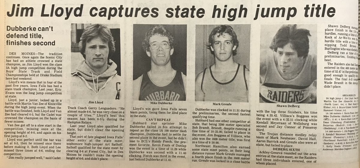 CoachHarms1's tweet image. 1982 Jim Loyd captures State High Jump Title! #IFACadetPride #TrackSpeed  @TimesCitizen pinterest.com/davidh8022/iow…