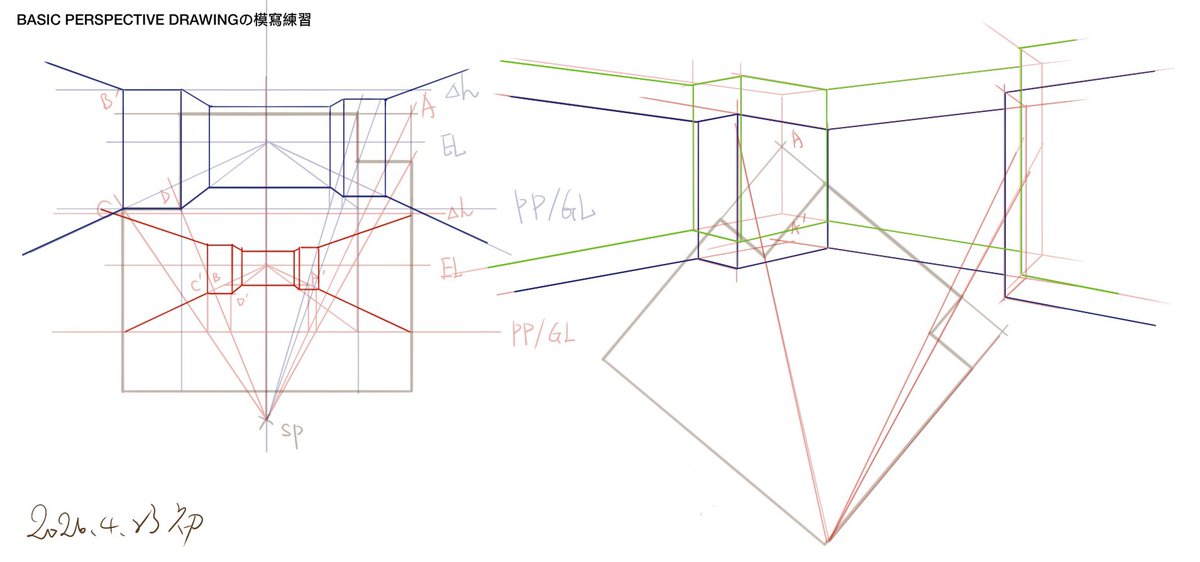 Hajime_Notes's tweet image. #Perspective #InteriorDrawing #透視図法 #パース #お絵描き練習