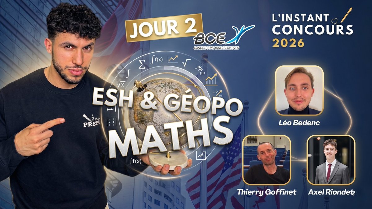 MisterPrepa's tweet image. 🚨 ON EST EN LIVE – JOUR 2 BCE 🚨

On se retrouve maintenant sur la chaîne YouTube de Mister Prépa pour analyser avec des professeurs les sujets d’ESH, géopolitique &amp;amp; maths.

Viens poser tes questions ! 🔥

#Live #BCE #Concours
youtube.com/live/a6atFFHou…