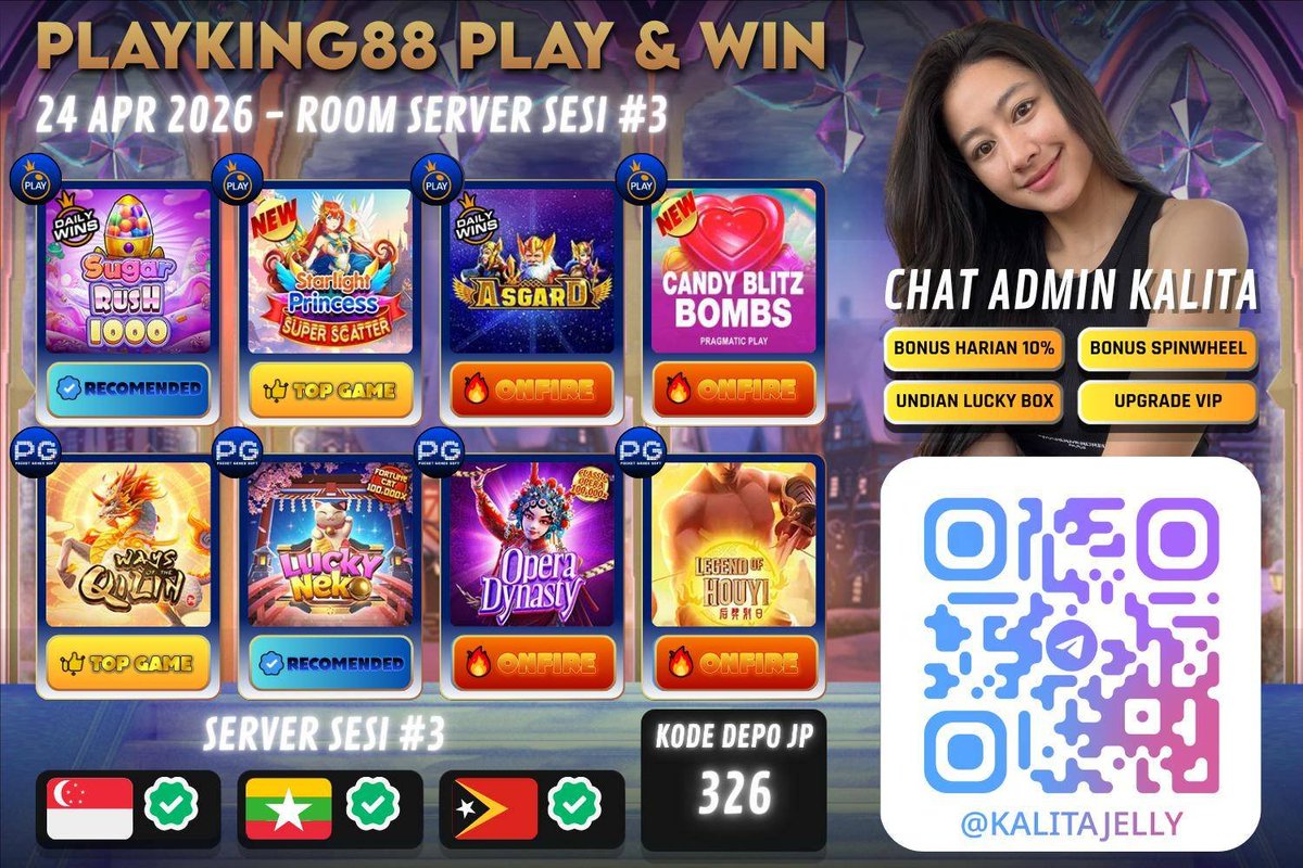 remikoromen's tweet photo. 🍀 PLAY &amp; WIN 𝐏𝐋𝐀𝐘𝐊𝐈𝐍𝐆𝟖𝟖 SESI #3 🍀
⏰ Jumat, 24 April 2026 ⏰
⏳ 00 : 00 - 13 : 00 ⏳
===========================
🌐 LINK :  https://t.co/GxriPj4kuF
▶ TELEGRAM : https://t.co/DDpz5cajmP
===========================
#playking88 #linkgacor #polagacor https://t.co/gS2611E4XL