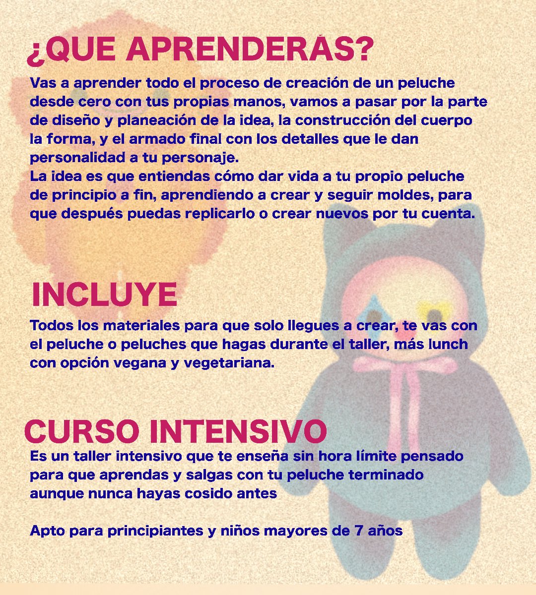 Holi, saque un taller para crear peluches 🫆🩶💛