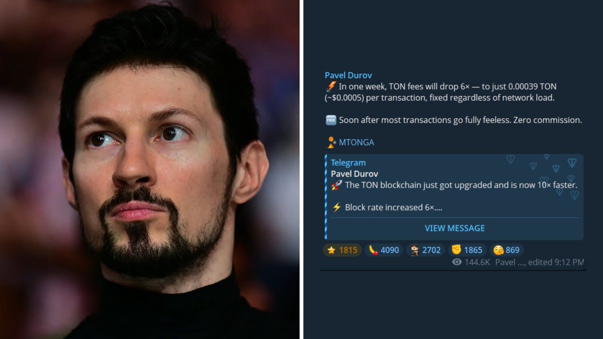 Pavel Durov announced - TON fees will drop 6×  and most transactions will be completely free 😎