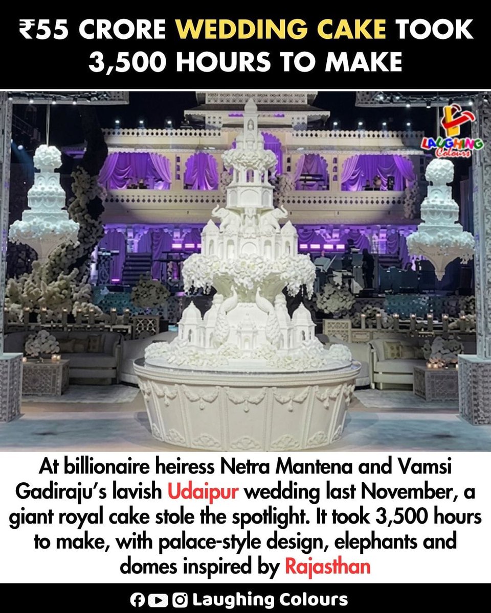 LaughingColours's tweet image. Luxury wedding cake stuns all 🎂

#Wedding #Luxury #Udaipur #India