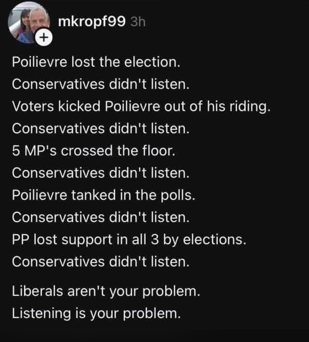 Tabitha115's tweet photo. @PierrePoilievre OMG! Grow the FK up @PierrePoilievre . I've said it before &amp; I'll say it again. Get some psych help before u drag your children &amp; the @CPC_HQ down the proverbial 💩hole with you. https://t.co/KyOH1oQkFz