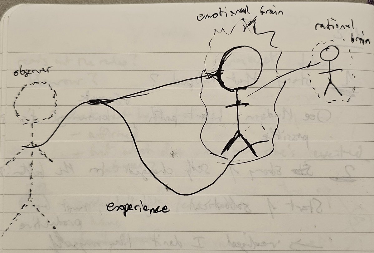 some observations of my experience recently
- emotions (positive and negative) come and go
- with uncomfortable emotions, I can tend to latch onto the experience, feel "I don't want this", and try to problem-solve it away
- my rational mind tends to come online later but it's