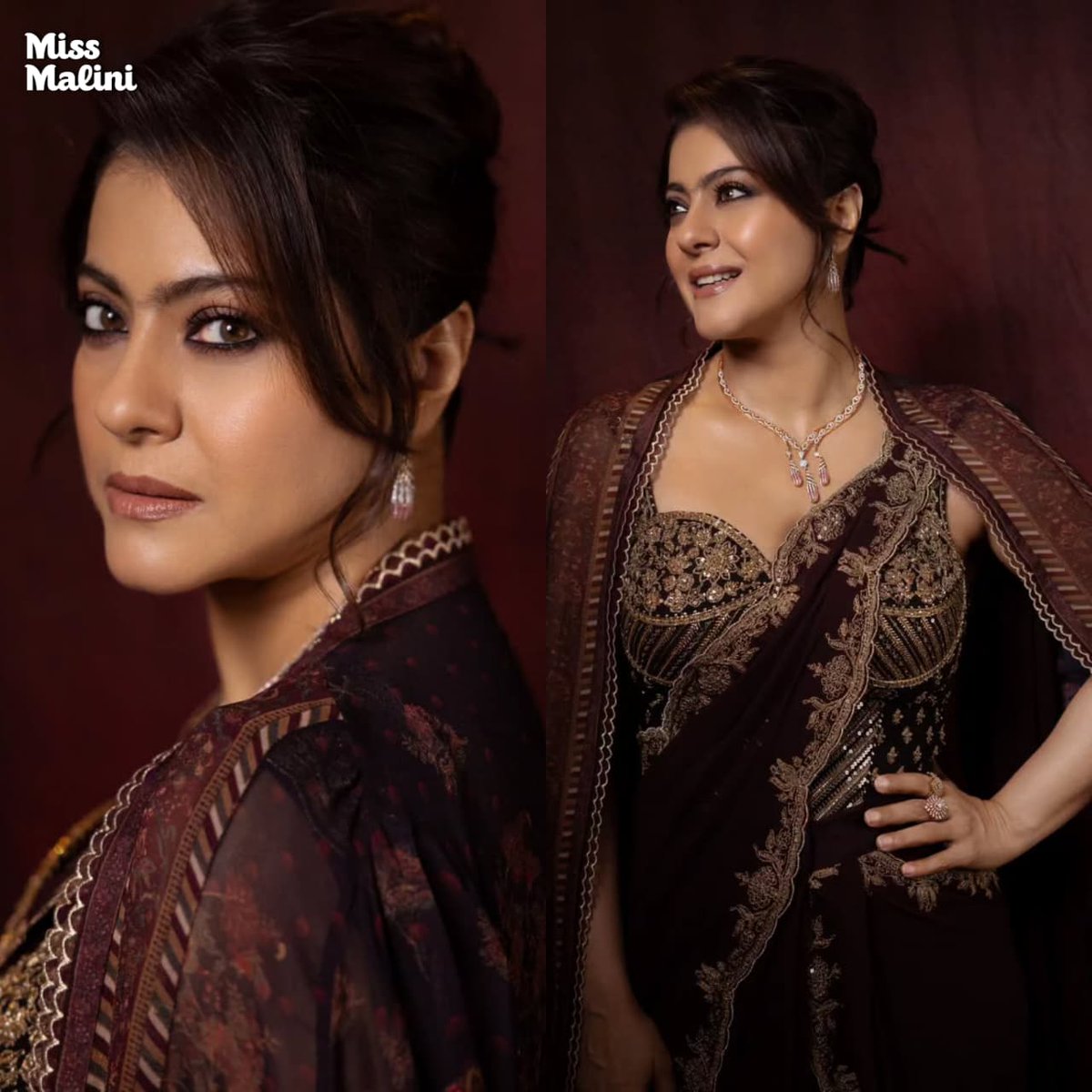 MissMalini's tweet image. Kajol radiates timeless elegance and regal charm in this stunning ensemble. 🤎✨

#missmalini #Kajol