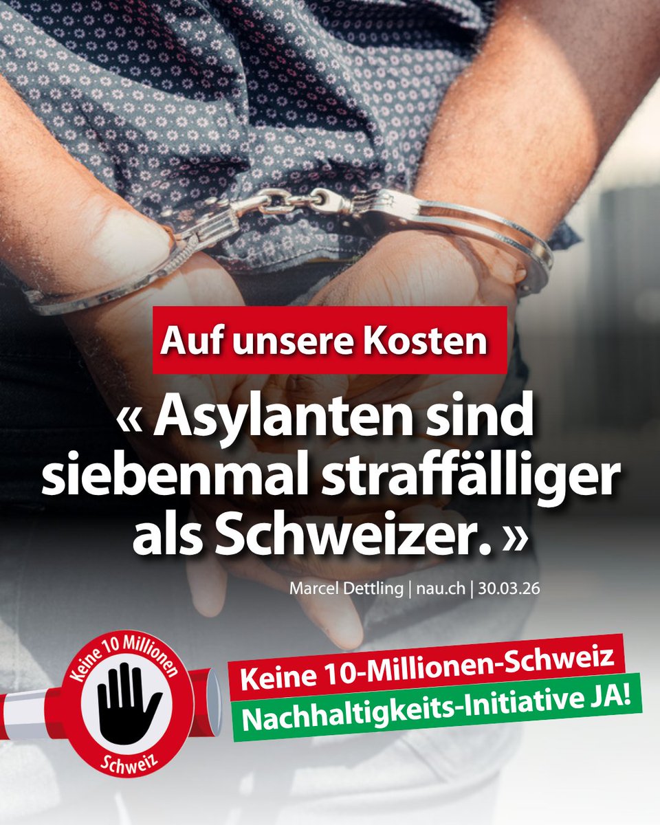 Kriminell auf unsere Kosten!💸 

Seit 2000 wurden über 655'000 Asylgesuche gestellt. Allein der Bund gibt rund 4 Milliarden Franken pro Jahr für das Asylwesen aus.

Und das alles für Menschen, von denen ein grosser Teil unsere Gesetze und Werte mit Füssen tritt und von unserem
