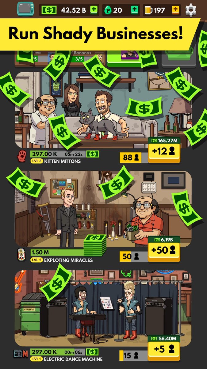 ruemennd's tweet image. what the fuck do you mean always sunny had a (probably) shitty mobile game that just shut last year and I never got to experience it