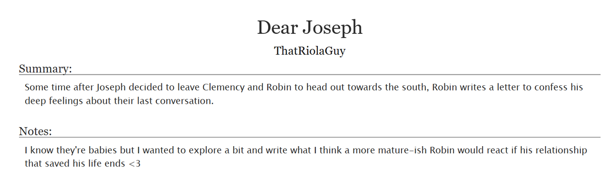 TimelyLookouts's tweet photo. After some time of thinking, I decided to release this fanfic in the form of a "letter" made by Robin to Joseph. Eat up #LookoutsVN fan https://t.co/sOoBcgY4Wi https://t.co/x2JYuJqXCa