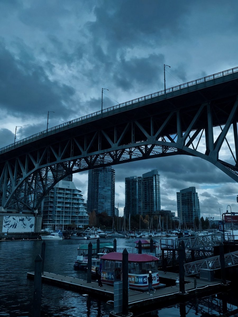 Lightning_Ch's tweet image. Sun makes cities obvious.
Clouds make them honest.

From Granville Island—
Vancouver House bending the rules,
Granville Street Bridge cutting through the grey.

No glow. Just truth.

#Vancouver #Architecture #Cityscape #MoodyWeather #Photography