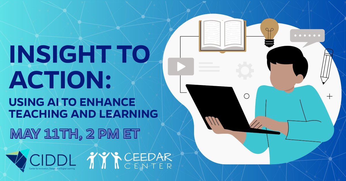 DREAMTACenter's tweet photo. Join @CeedarCenter &amp; @_CIDDL on May 11th for a webinar on practical, ethical AI use that supports YOU as the expert. Learn how AI can support teaching decisions, personalize learning, &amp; amplify human expertise. ✨
Register Here ➡️ https://t.co/RiEiWJxHbJ
#TeacherPreparation https://t.co/uINkLmZENx