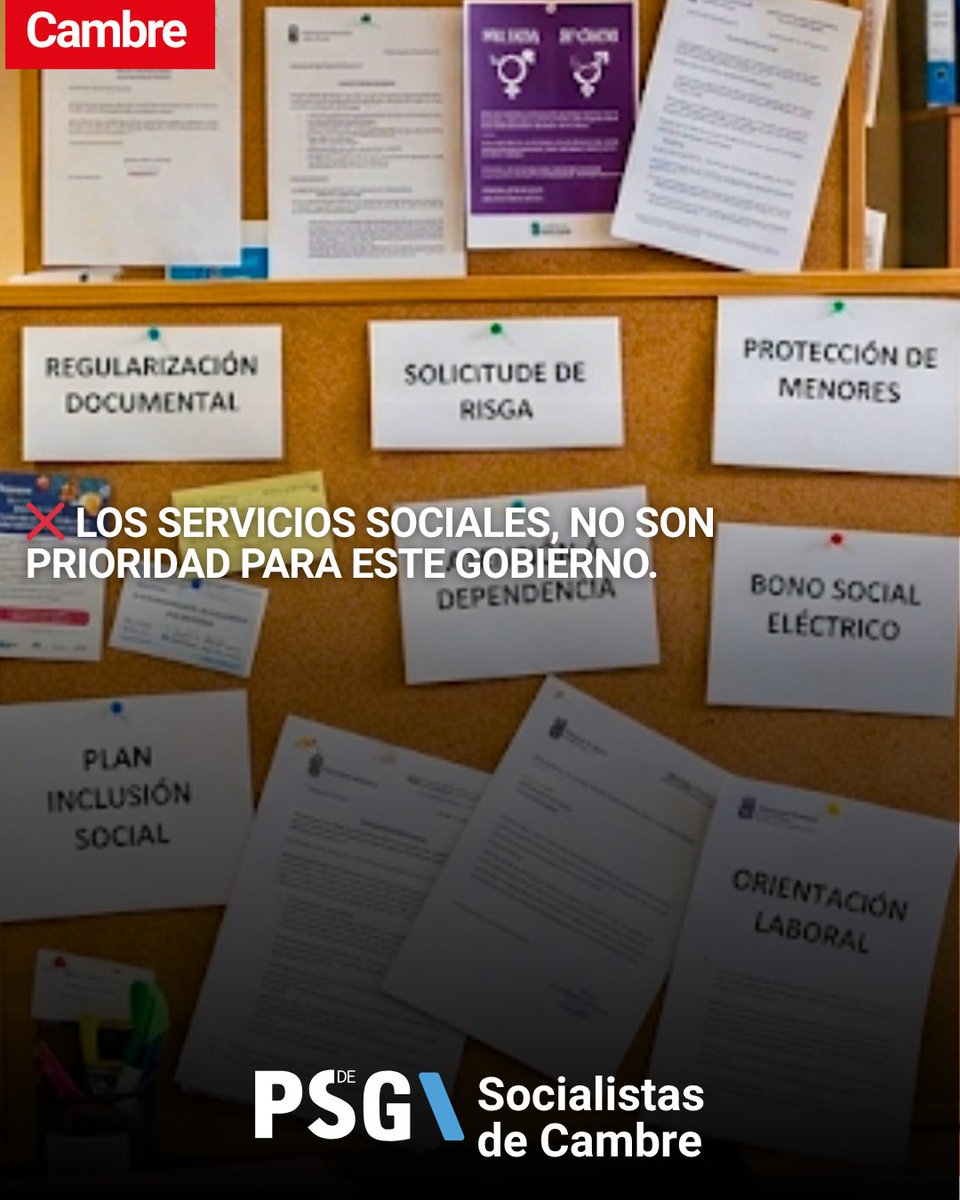 psoecambre's tweet photo. Cambre tiene unos servicios sociales desbordados.
Sin personal, registros bloqueados, citas para julio, técnicos al límite.
Los servicios sociales tienen que ser una prioridad.
Exigimos una solución YA. https://t.co/4VD4RVlO0I
