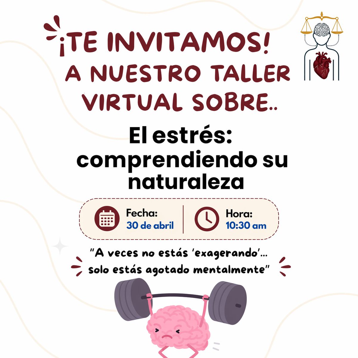 FunPulsoRestau's tweet image. Taller Virtual Gratuito.  Te invitamos a nuestro espacio:
El estrés: comprendiendo su naturaleza

 Fecha: 30 de abril
 Hora: 10:30 am
 Modalidad: Virtual

Únete aquí: meet.jit.si/StrictHonestie…

 #ImpactoSocial #Taller #Gratis #ResponsabilidadSocial #Estrés