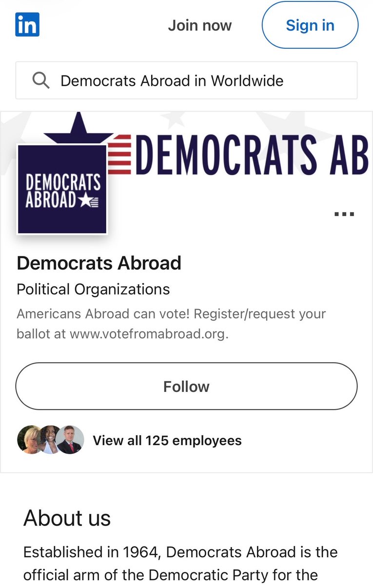 DemsAbroad's tweet image. Are you on LinkedIn? So is #DemsAbroad! Check us out for overseas voting information, and interesting articles and posts.
👉 linkedin.com/company/democr…
#USExpats #VoteFromAbroad #AmericansAbroad