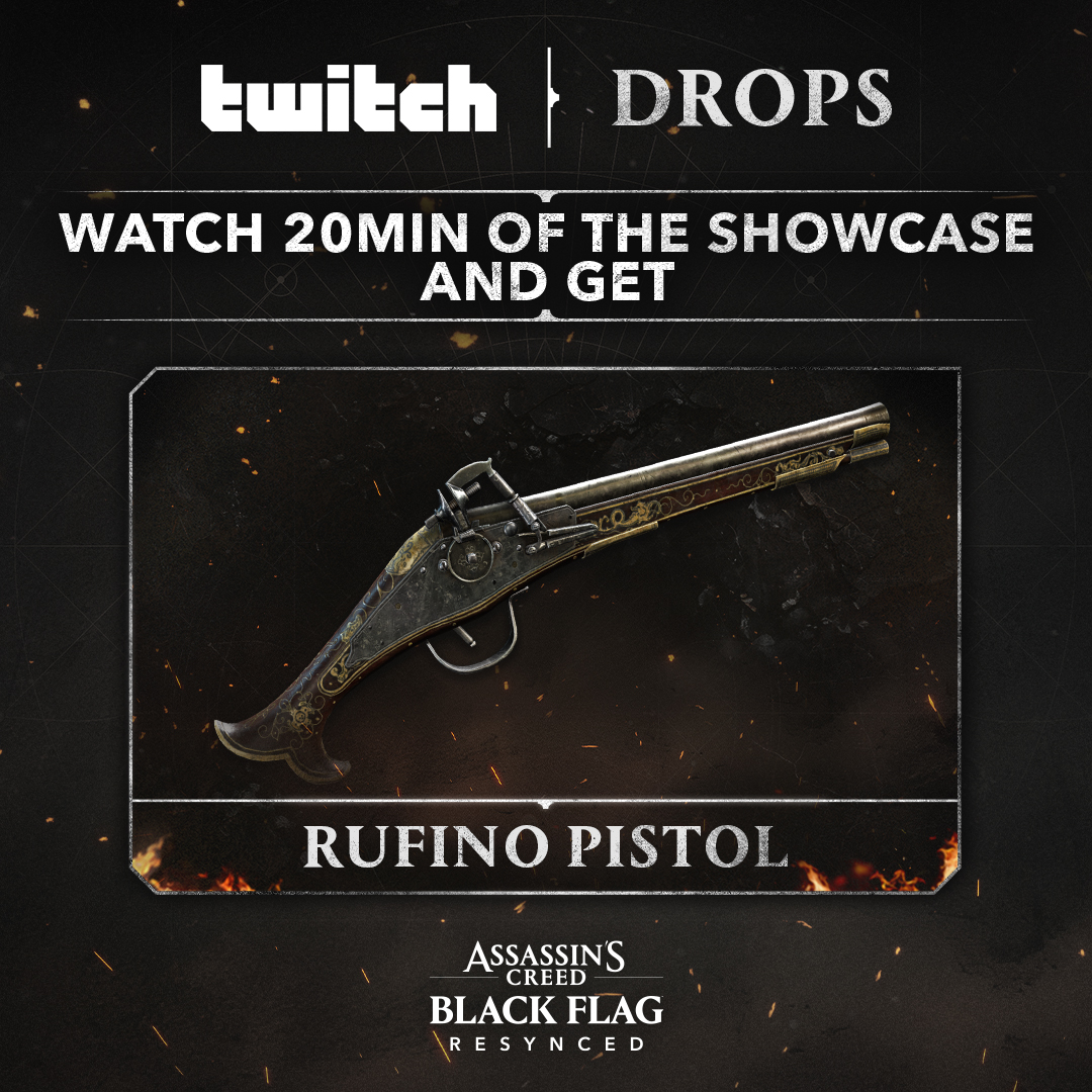 Gonna do something different at the start of stream if you missed the Assassins Creed Black Flag Resynced Rufino Pistol drop I'll have it available for approx 30 minutes and you'll only need to watch for 20 minutes !!!! 
2 pm EST twitch.tv/pepp3rpotts