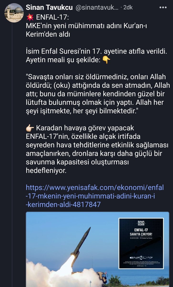 Öze dönüşün savunma sanayindeki yansıması 
ENFAL