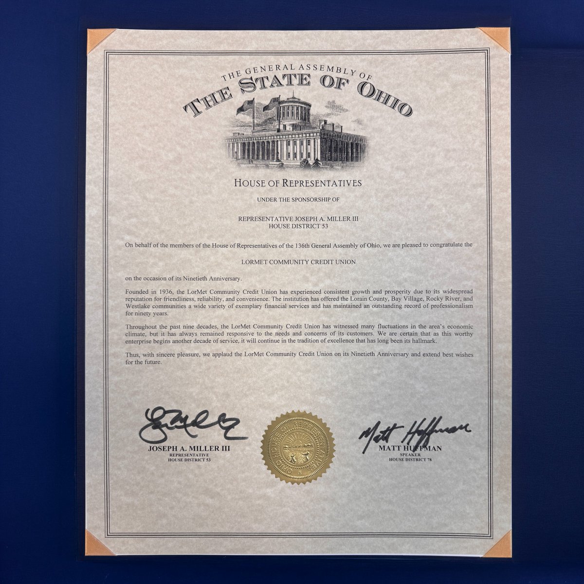 LorMetCU's tweet photo. A special thank you to @RepJoeMiller for joining us at our 90th Anniversary Open House this Saturday and helping commemorate this important milestone. We truly appreciate your support! https://t.co/qbAyYpepnF