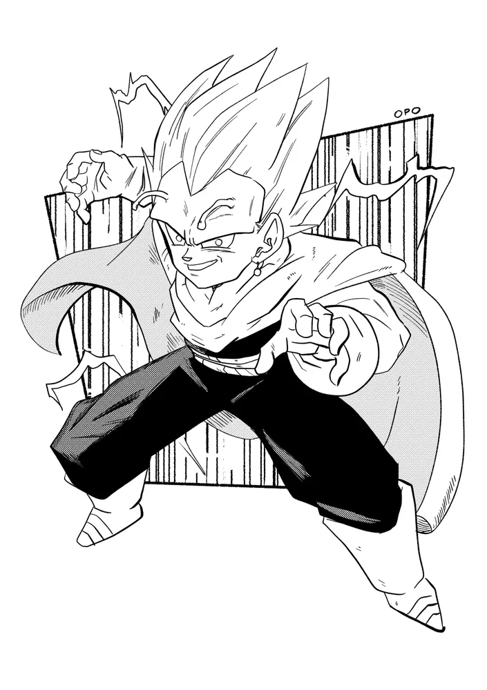 Studio_OPO's tweet photo. Commissioned illustration of a Piccolo/Vegeta fusion. (Coming up with these used to be a way bigger part of the Dragonball fandom.) https://t.co/LzBObsO1S6