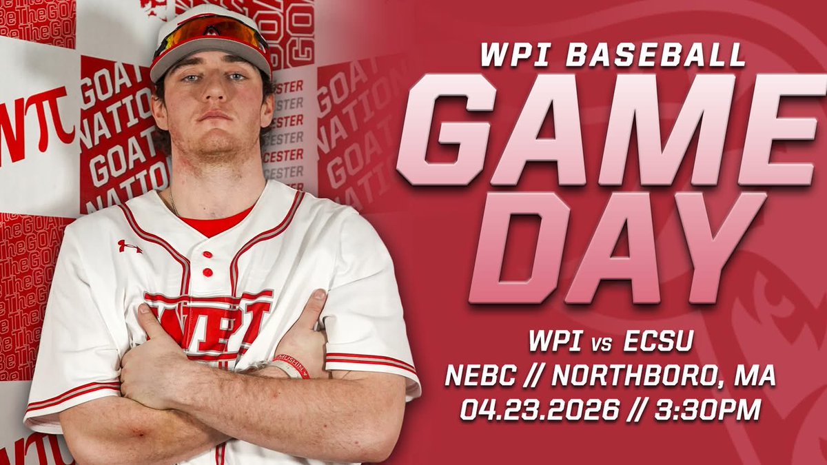 WPIAthletics's tweet image. 🔴GAMEDAY🔴

@WPIBaseball hosts Eastern Connecticut in a non-conference matchup at 3:30PM at the @NEBComplex ‼️

Tune in on @FloCollegeBSB ⤵️
🎥- flocollege.com/live/236416
📊- tinyurl.com/3y64pcus

⚾️x🐐
#GoatNation #d3bsb