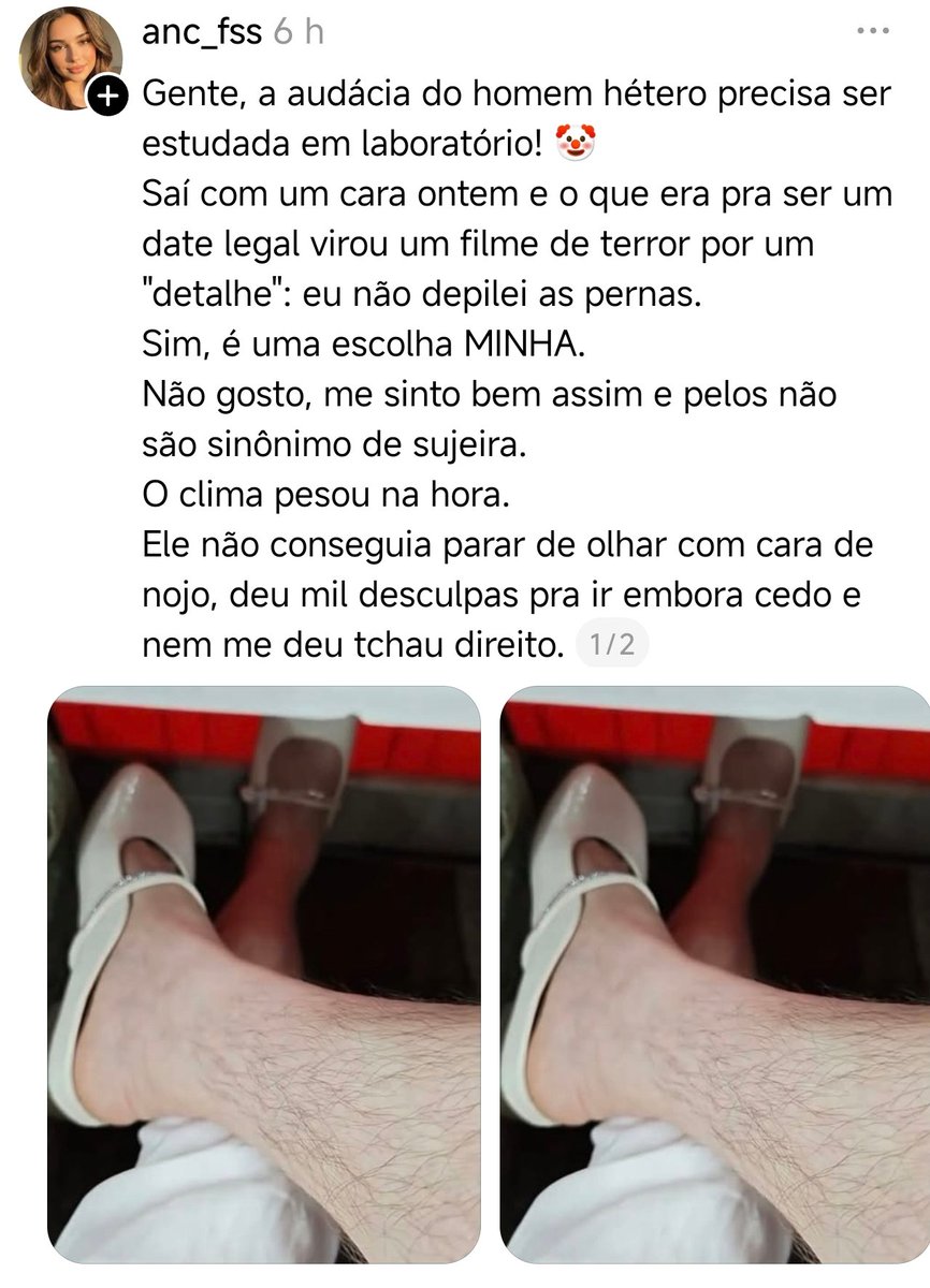 Antes de terminar de ler eu achei que o homem estava calçando sapato feminino