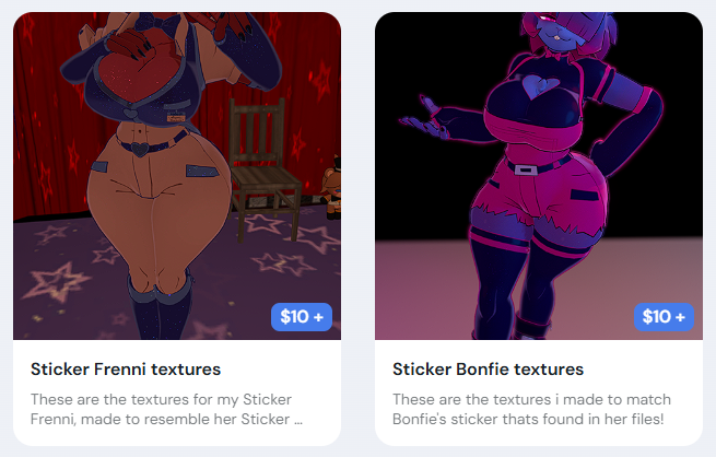 i did take some advice from the community (outside of twt) and i lowered the prices of my sticker girls' textures so now they are more affordable ☺️ #fazclaires #frenni #bonfie #type0 #cryptiacurves