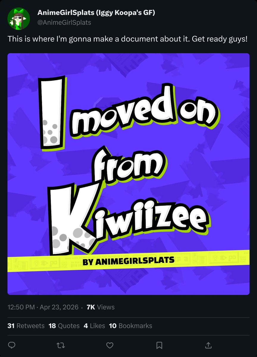 ShowDf33142's tweet image. @AnimeGirlSplats is about to make a document about it #splatoon #Nintendo