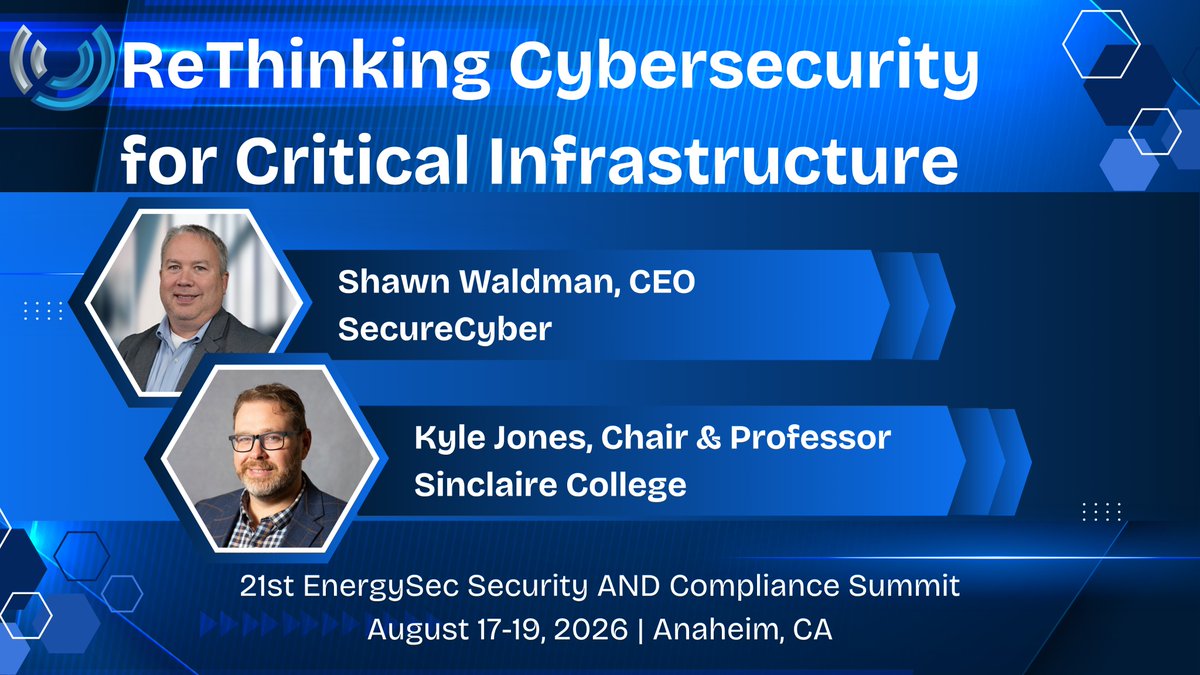 💧 Cybersecurity isn’t just IT

Operators, engineers, and frontline staff all play a role in protecting critical infrastructure.

Join this conversation at the 21st EnergySec Security AND Compliance Summit, August 17-19, 2026.

👉 energysec.org/summit/
#CyberSecurity