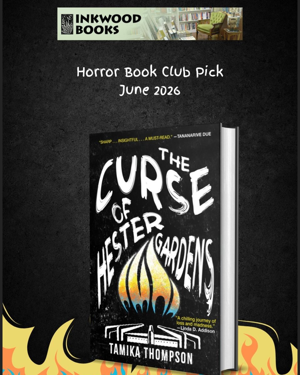 tamikathompson's tweet image. My novel is the June Horror Book Club pick at @Inkwoodnj Books. I can't wait to talk to members about THE CURSE OF HESTER GARDENS!

#thecurseofhestergardens #tamikathompson #horror #indiebookstore #speculative #bookclubpick #books

inkwoodnj.com/events/4922120…