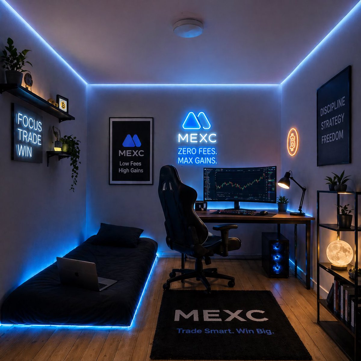 dxoptimal's tweet photo. @MEXC I turned it into a focus zone,where trades are planned, executed, and improved daily.
Every item has a purpose:
Lights for energy.
Desk for execution.
Setup for discipline.
This isn’t decoration… it’s a money-making environment.
#MEXC 
#MEXC0Fee 

23648858 https://t.co/T6Yf3I2wfP